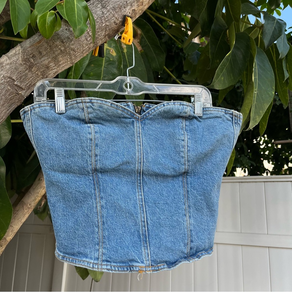 NWT Zara The Sculpted Denim Bodice Corset Top. - Picture 2 of 12